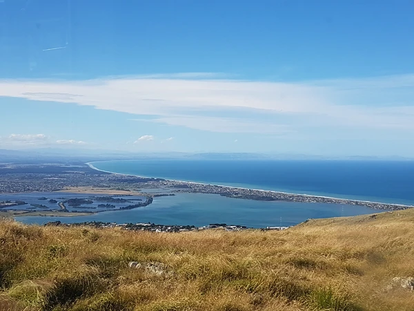 view towards Christchurch and Brighton from the top of the Gondola