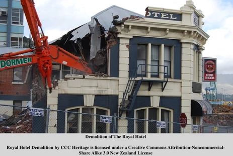 Demolition of the Royal Hotel post-earthquakes 