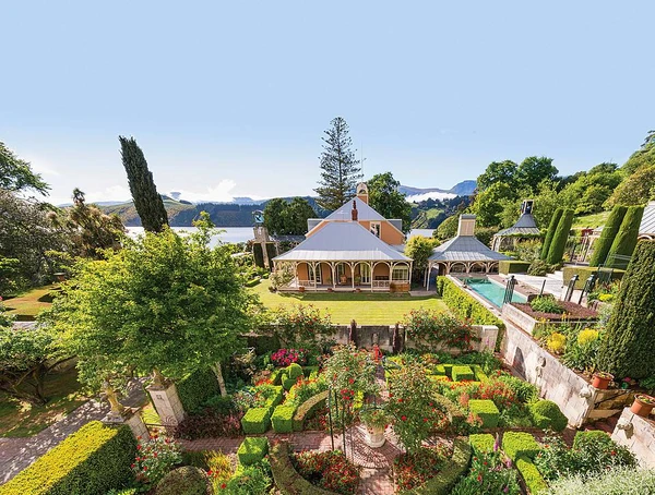 ohinetahi house and garden facing toward Lyttelton Harbour