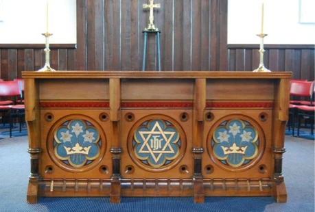 image of wooden church alter lyttelton holy trinity