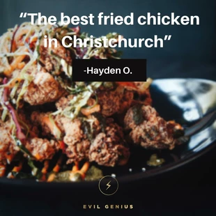 image of fried chicken with writing from evil genius bar