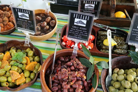 bowls of different types of olives
