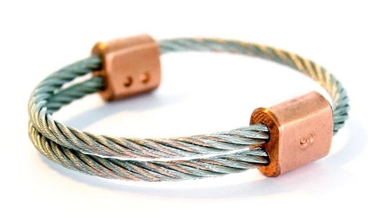 guywire silver bracelt with copper joints