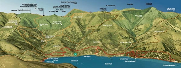 Map of walk in Akaroa Harbour