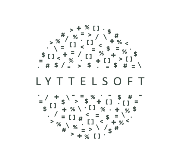 Lyttelsoft across the centre of a circle filled with mathmatical symbols