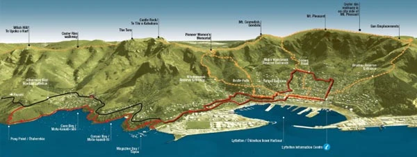 map of walks in Lyttelton Harbour