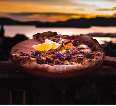 Pizza overlooking Whakaraupo