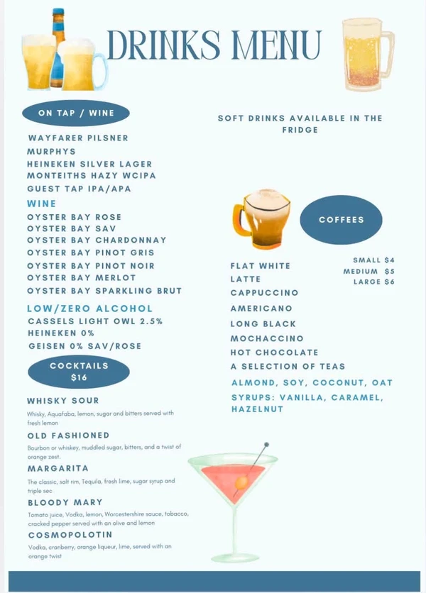 Harbour Haze -drinks menu