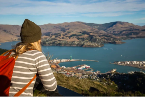 Otautahi Christchurch Toolkit girl overlooking harbour