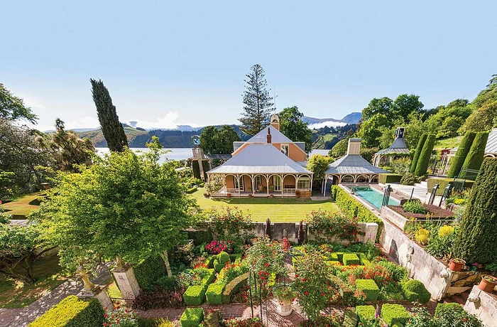 ohinetahi house and garden facing toward Lyttelton Harbour