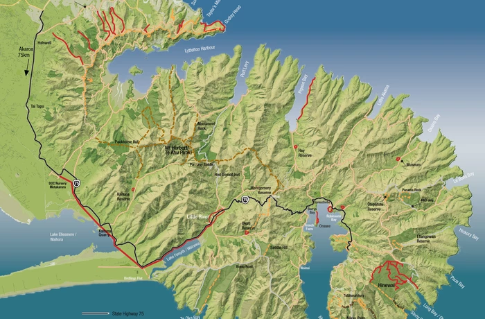 green map of the Banks PEninsula