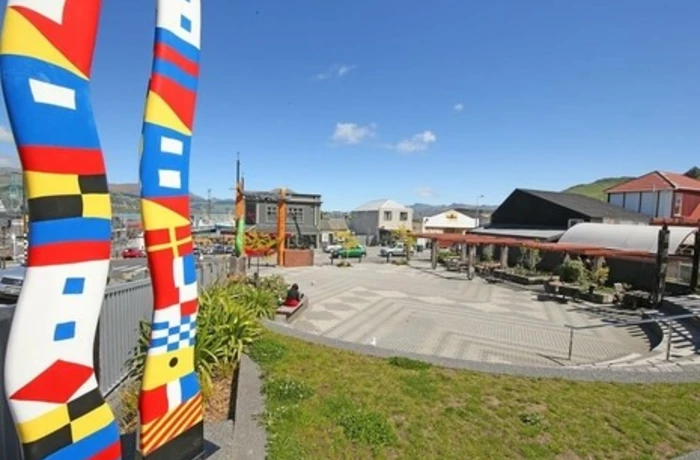 flagged gateway of Albion square in Lyttelton